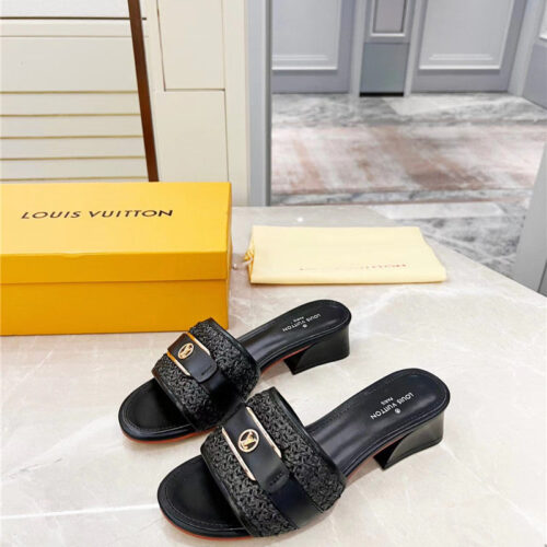 High Quality Luxury Louis Vuitton Chunky Heel Slippers – Style 26499 alternate view