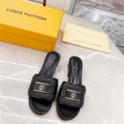 High Quality Luxury Louis Vuitton Chunky Heel Slippers – Style 26499 product detail