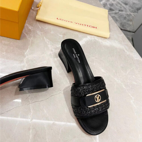 High Quality Luxury Louis Vuitton Chunky Heel Slippers – Style 26499 product detail