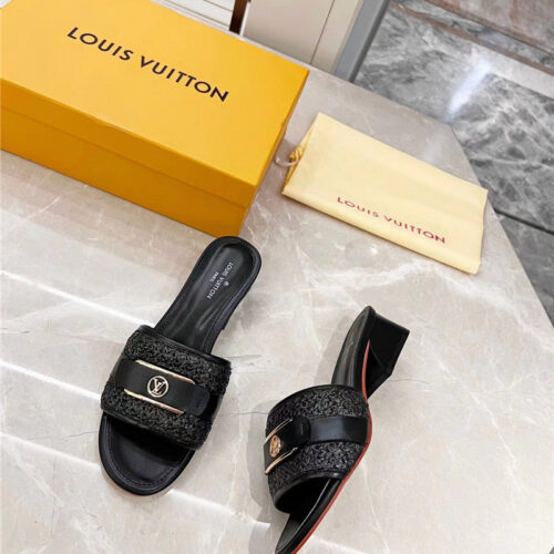 High Quality Luxury Louis Vuitton Chunky Heel Slippers – Style 26499 product detail
