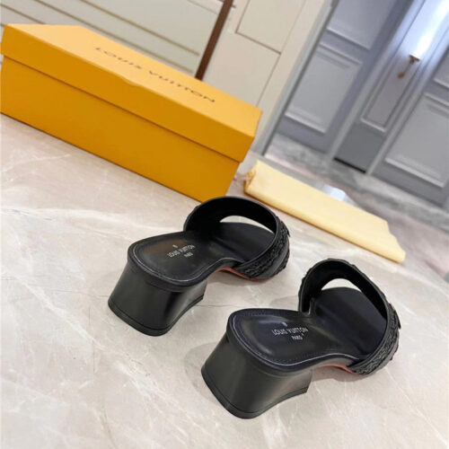 High Quality Luxury Louis Vuitton Chunky Heel Slippers – Style 26499 product detail
