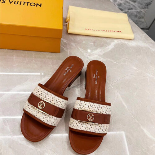 High Quality Luxury Louis Vuitton Chunky Heel Slippers – Style 60963 product detail