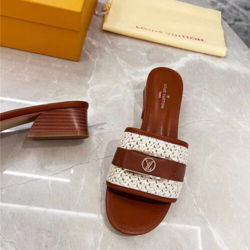 High Quality Luxury Louis Vuitton Chunky Heel Slippers – Style 60963 product detail
