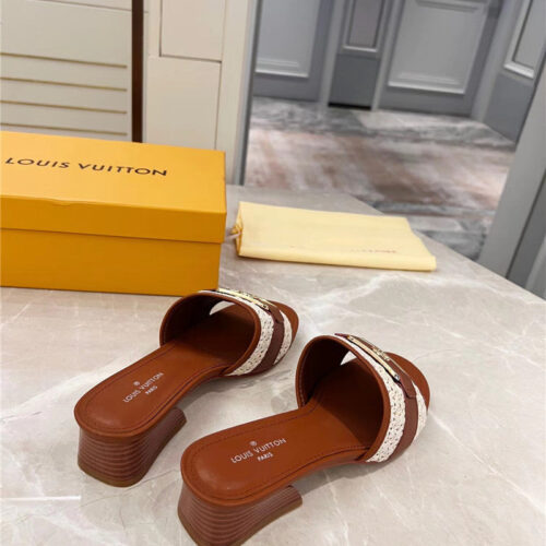 High Quality Luxury Louis Vuitton Chunky Heel Slippers – Style 60963 product detail