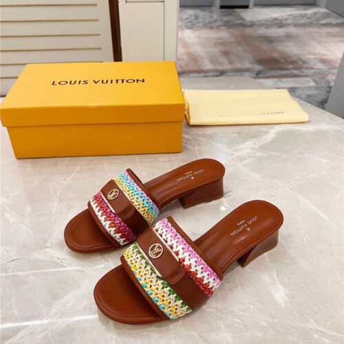 High Quality Luxury Louis Vuitton Chunky Heel Slippers – Style 95427 alternate view
