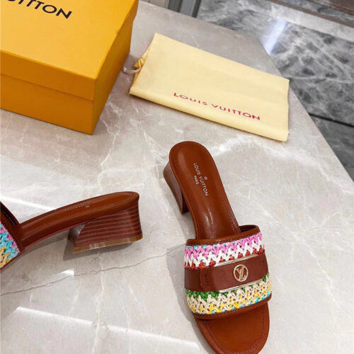 High Quality Luxury Louis Vuitton Chunky Heel Slippers – Style 95427 product detail