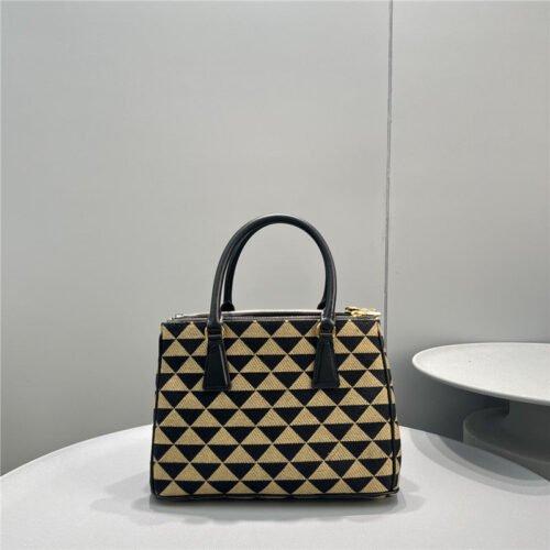 High Quality Luxury Prada Galeria Embroidered Triangle Check Tote Bag product detail