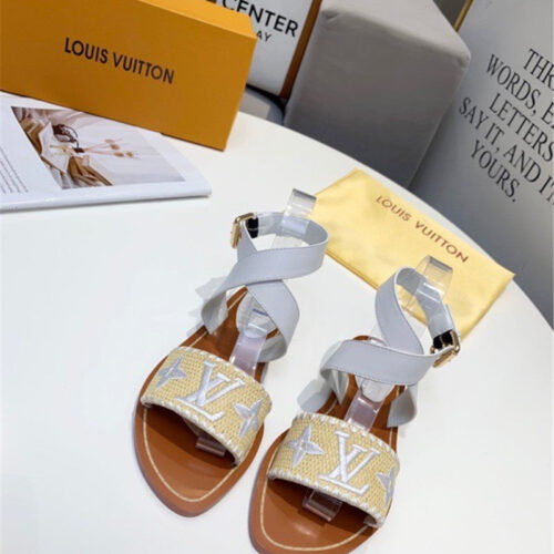 High Quality Luxury Louis Vuitton Embroidered Flat Sandals – Style 06627 product detail