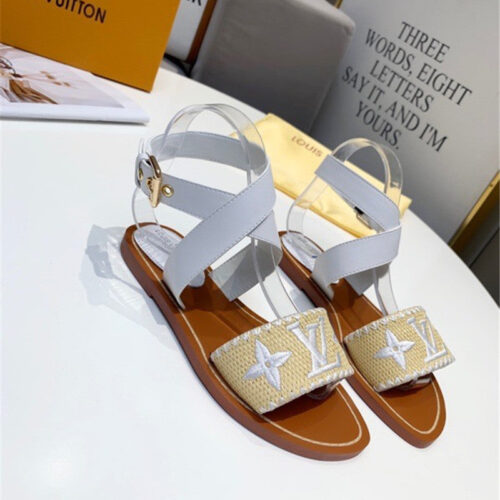 High Quality Luxury Louis Vuitton Embroidered Flat Sandals – Style 06627