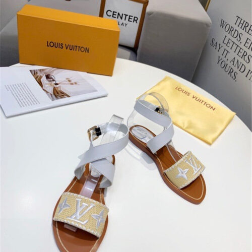 High Quality Luxury Louis Vuitton Embroidered Flat Sandals – Style 06627 product detail