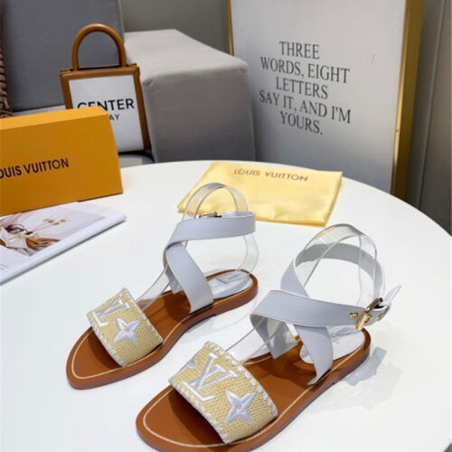 High Quality Luxury Louis Vuitton Embroidered Flat Sandals – Style 06627 alternate view