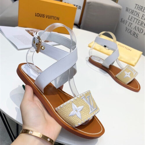 High Quality Luxury Louis Vuitton Embroidered Flat Sandals – Style 06627 product detail