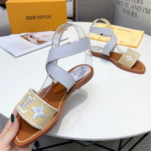 High Quality Luxury Louis Vuitton Embroidered Flat Sandals – Style 06627 product detail