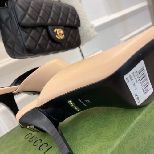 High Quality Luxury Gucci V Mouth Fish Mouth High Heel Slippers product detail