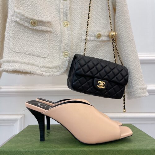 High Quality Luxury Gucci V Mouth Fish Mouth High Heel Slippers product detail