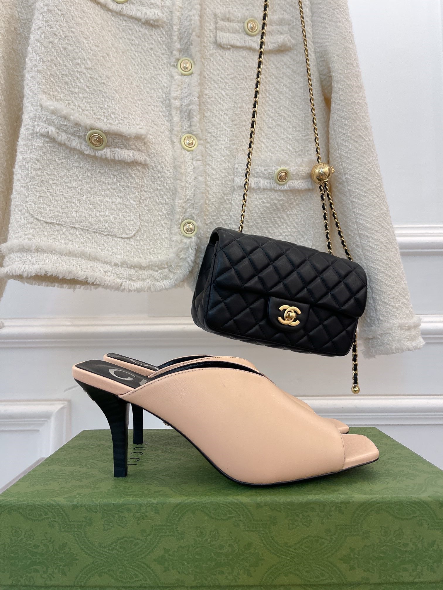High Quality Luxury Gucci V Mouth Fish Mouth High Heel Slippers product detail