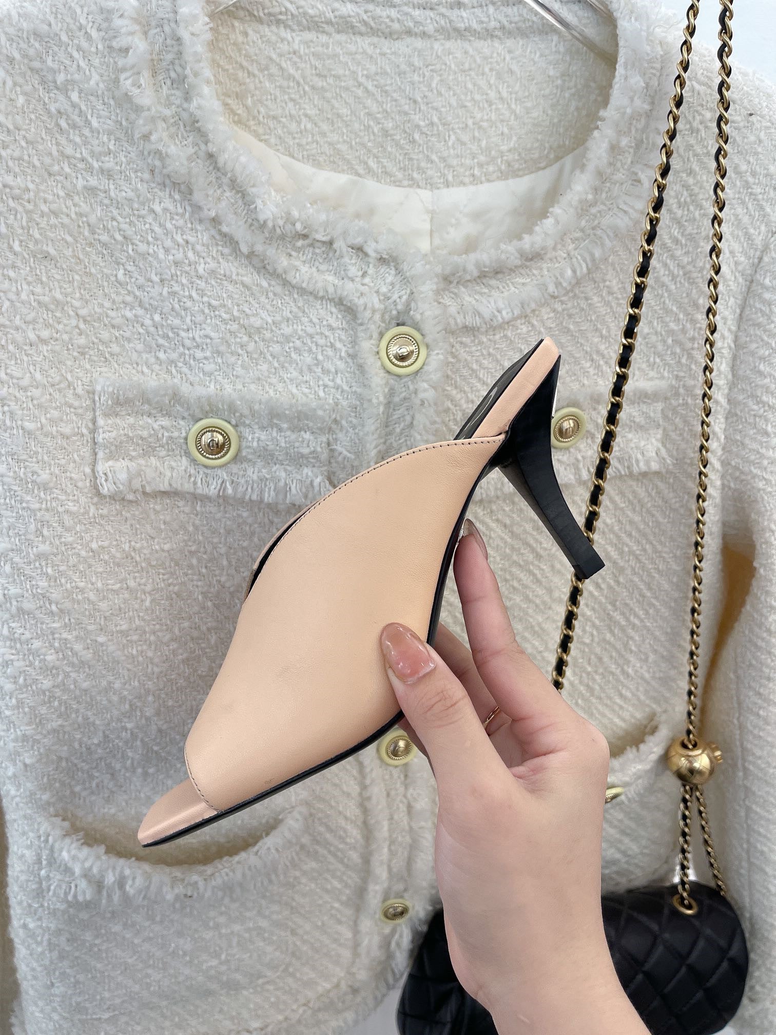High Quality Luxury Gucci V Mouth Fish Mouth High Heel Slippers product detail