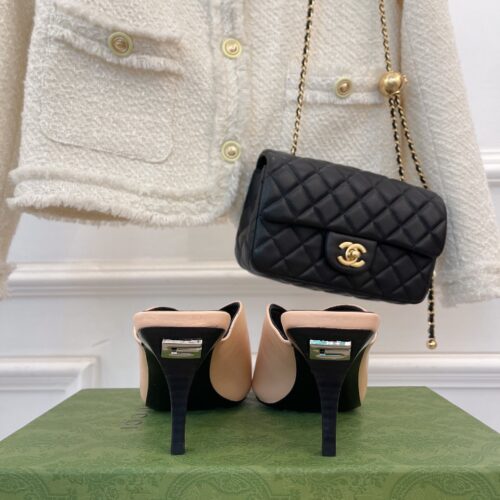High Quality Luxury Gucci V Mouth Fish Mouth High Heel Slippers product detail