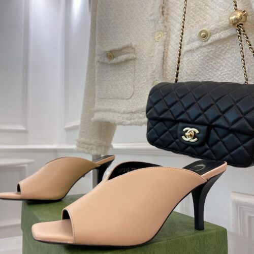 High Quality Luxury Gucci V Mouth Fish Mouth High Heel Slippers product detail