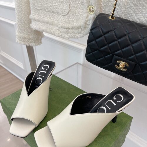 High Quality Luxury Gucci V Mouth Fish Mouth High Heel Slippers – Style 12819 product detail