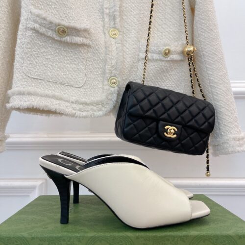 High Quality Luxury Gucci V Mouth Fish Mouth High Heel Slippers – Style 12819 product detail