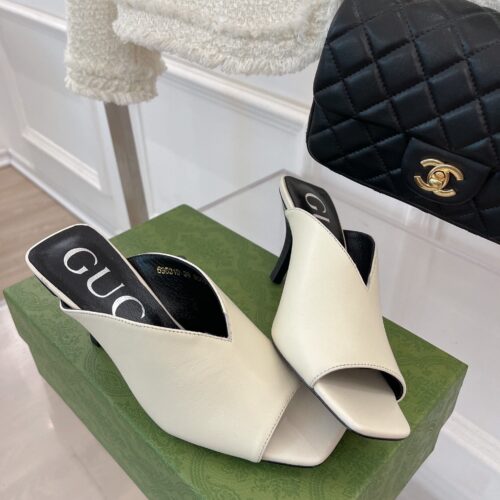 High Quality Luxury Gucci V Mouth Fish Mouth High Heel Slippers – Style 12819 alternate view
