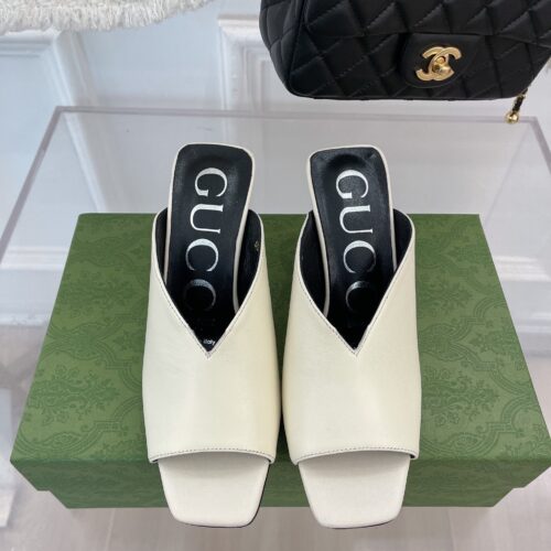 High Quality Luxury Gucci V Mouth Fish Mouth High Heel Slippers – Style 12819 product detail