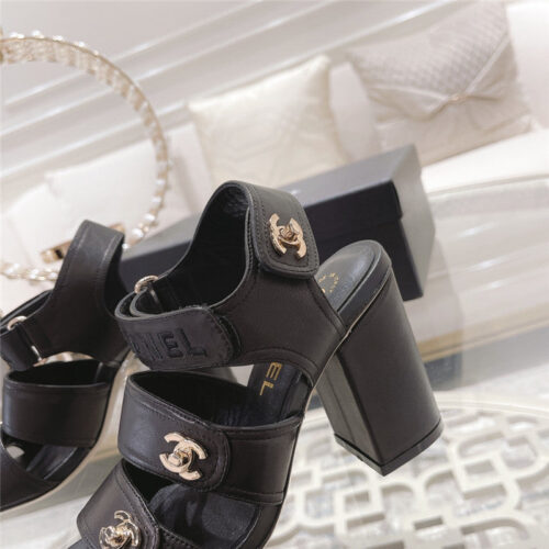 High Quality Luxury Chanel Early Spring Catwalk New Thick Heel Sandals – Style 50790 product detail