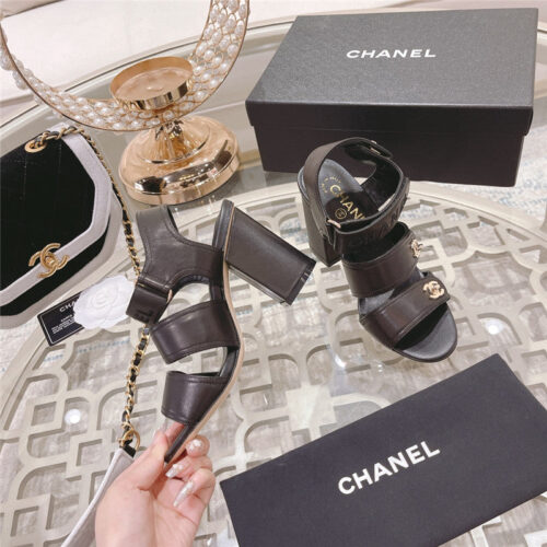 High Quality Luxury Chanel Early Spring Catwalk New Thick Heel Sandals – Style 50790 product detail