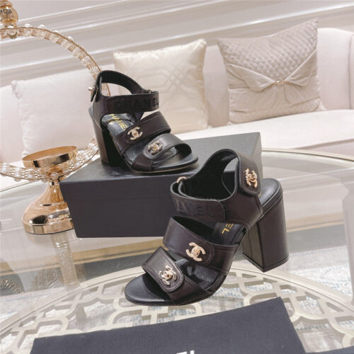 High Quality Luxury Chanel Early Spring Catwalk New Thick Heel Sandals – Style 50790 product detail