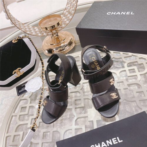 High Quality Luxury Chanel Early Spring Catwalk New Thick Heel Sandals – Style 50790 product detail