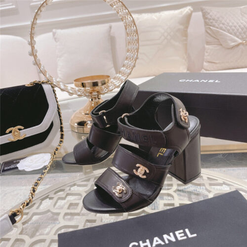 High Quality Luxury Chanel Early Spring Catwalk New Thick Heel Sandals – Style 50790 product detail