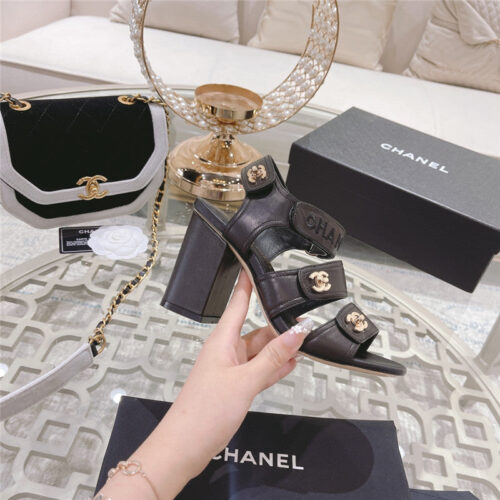 High Quality Luxury Chanel Early Spring Catwalk New Thick Heel Sandals – Style 50790 alternate view