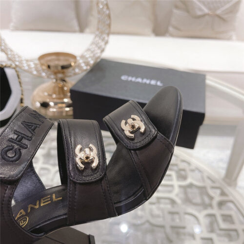High Quality Luxury Chanel Early Spring Catwalk New Thick Heel Sandals – Style 50790 product detail
