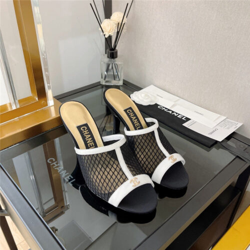 High Quality Luxury Chanel Fish Mouth Stiletto Sandals
