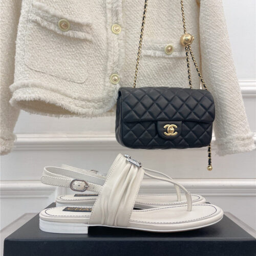 High Quality Luxury Chanel Flip Flop Cc Square Sandals – Style 91782 product detail