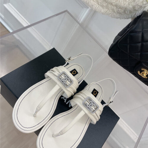 High Quality Luxury Chanel Flip Flop Cc Square Sandals – Style 91782 product detail