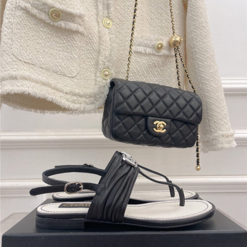 High Quality Luxury Chanel Flip Flop Cc Square Sandals alternate view