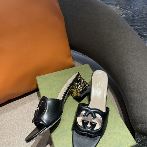 High Quality Luxury Gucci GG Chunky Heel Slippers – Style 51379 product detail