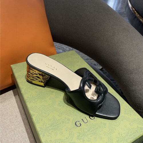 High Quality Luxury Gucci GG Chunky Heel Slippers – Style 51379 product detail