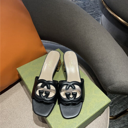 High Quality Luxury Gucci GG Chunky Heel Slippers – Style 51379