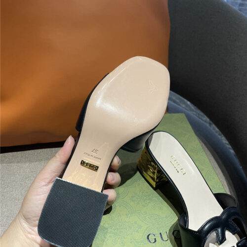 High Quality Luxury Gucci GG Chunky Heel Slippers – Style 51379 product detail