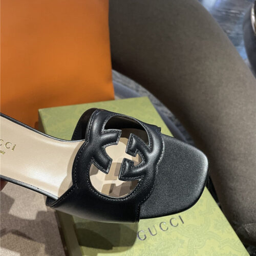 High Quality Luxury Gucci GG Chunky Heel Slippers – Style 51379 product detail