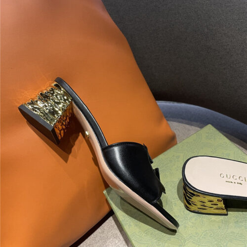 High Quality Luxury Gucci GG Chunky Heel Slippers – Style 51379 product detail