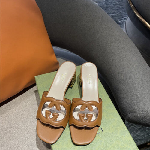 High Quality Luxury Gucci GG Chunky Heel Slippers – Style 85843