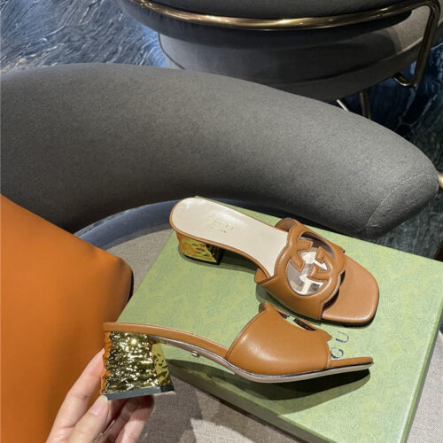 High Quality Luxury Gucci GG Chunky Heel Slippers – Style 85843 product detail
