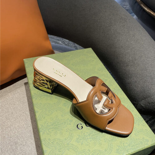 High Quality Luxury Gucci GG Chunky Heel Slippers – Style 85843 product detail