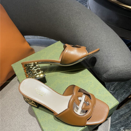 High Quality Luxury Gucci GG Chunky Heel Slippers – Style 85843 alternate view