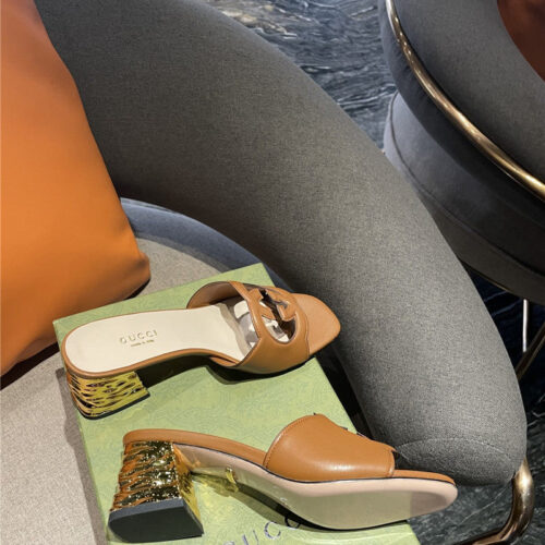 High Quality Luxury Gucci GG Chunky Heel Slippers – Style 85843 product detail