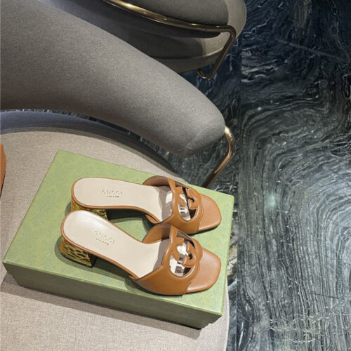 High Quality Luxury Gucci GG Chunky Heel Slippers – Style 85843 product detail